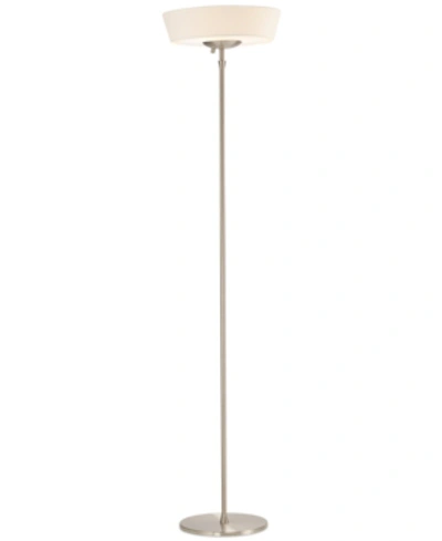 Adesso Harper Torchiere Floor Lamp In Steel,white Shade