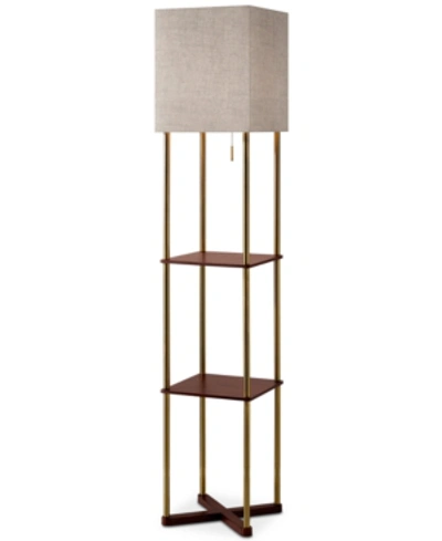 Adesso Harrison Shelf Floor Lamp With Usb Port In Antique Brown