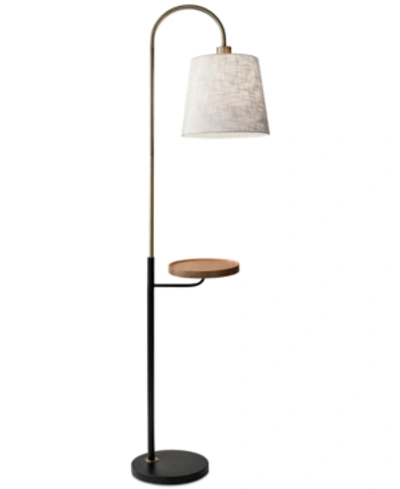 Adesso Jeffrey Shelf Floor Lamp With Usb Port In Brass