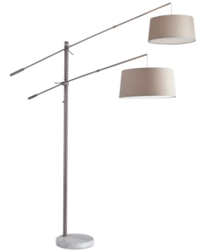 Adesso Manhattan Two-arm Arc Floor Lamp In Brushed Steel