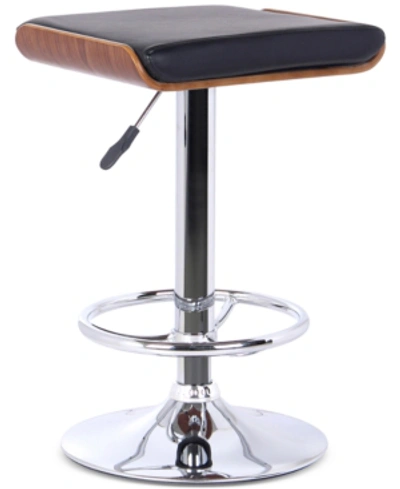 Armen Living Java Barstool In Chrome Finish With Walnut Wood And Cream Faux Leather In Black
