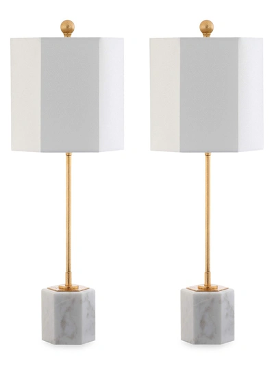 Safavieh Set Of 2 Magdalene Marble Table Lamps In White Gold