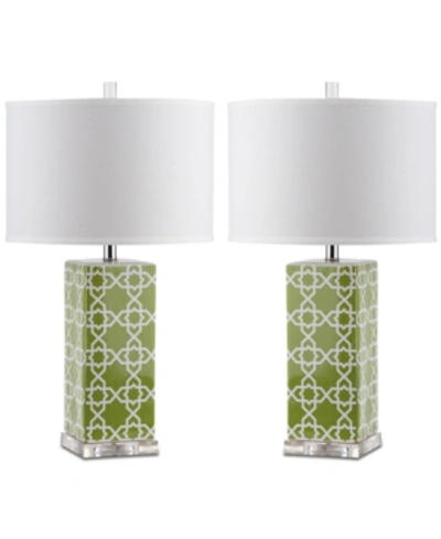 Safavieh Quatrefoil Set Of 2 Table Lamps In Green