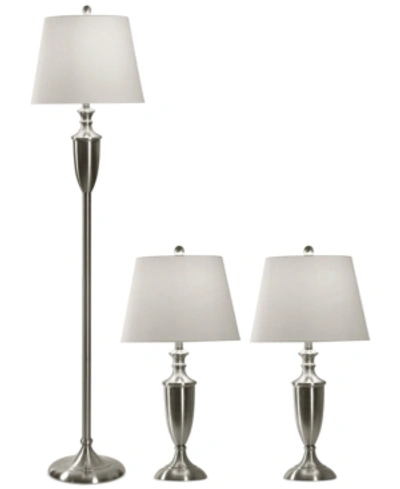 Stylecraft Set Of 3 Brush Steel Lamps: 2 Table Lamps And 1 Floor Lamp In No Color