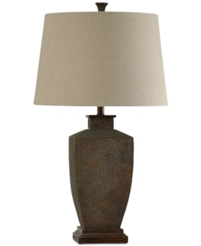 Stylecraft Hammered Metal Table Lamp In Dark Brown