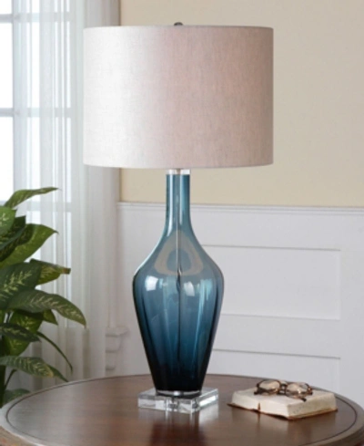 Uttermost Hagano Blue Glass Table Lamp In Open Misce