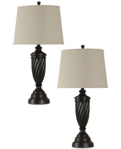 Stylecraft Set Of 2 Bronze-tone Table Lamps In Dark Brown