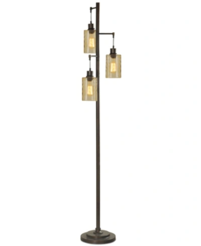 Stylecraft Dimpled Glass Floor Lamp In Dark Brown