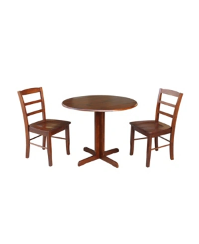 International Concepts 36" Dual Drop Leaf Table With 2 X-back Chairs