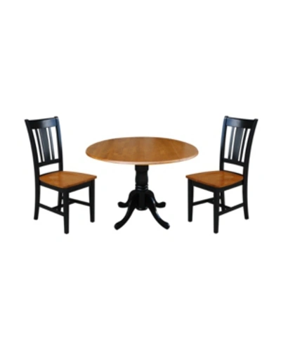 International Concepts 42" Dual Drop Leaf Table With 2 San Remo Chairs In Honey Brown