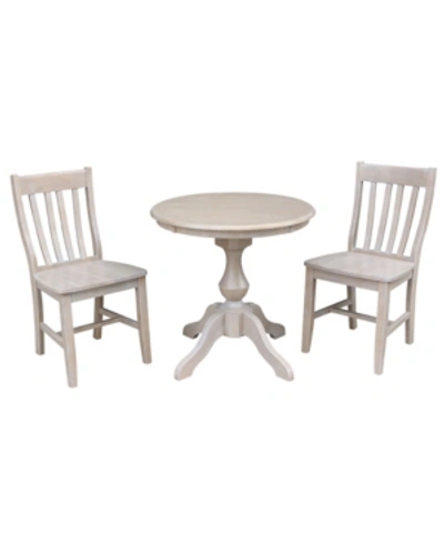 International Concepts 30" Round Top Pedestal Table- With 2 Cafe Chairs