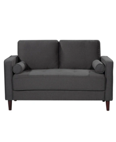 Lifestyle Solutions Lillith Modern Loveseat With Upholstered Fabric And Wooden Frame In Dark Grey