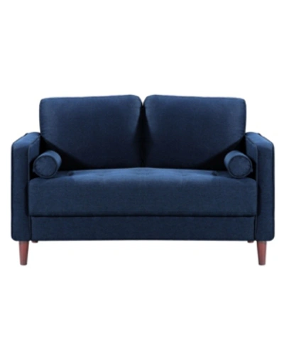 Lifestyle Solutions Lillith Modern Loveseat With Upholstered Fabric And Wooden Frame In Navy