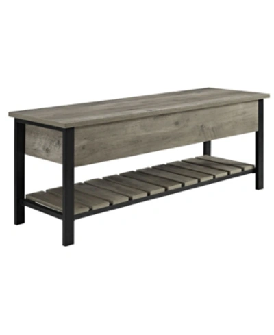 Walker Edison 48" Open-top Storage Bench With Shoe Shelf In Gray