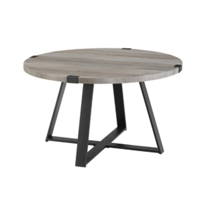 Walker Edison 30" Metal Wrap Round Coffee Table In Gray