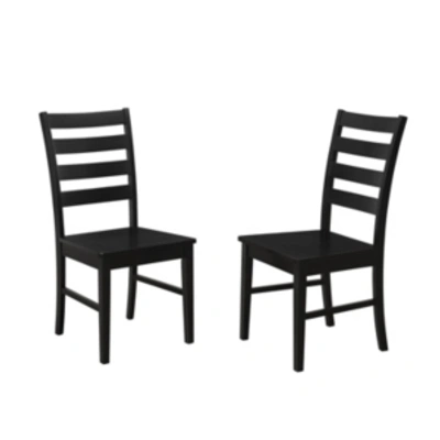 Walker Edison Wood Ladder Back Dining Chair, Set Of 2 In Black