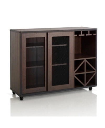 Furniture Of America Alan Transitional Wine Rack Buffet In Brown