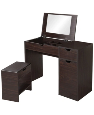 Furniture Of America Wurth Vanity With Stool In Dark Brown