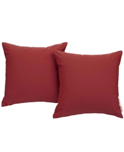 Modway Summon 2 Piece Outdoor Patio Pillow Set In Red