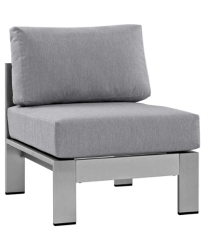 Modway Outdoor Shore Armless Sectional Outdoor Patio Aluminum Chair In Gray
