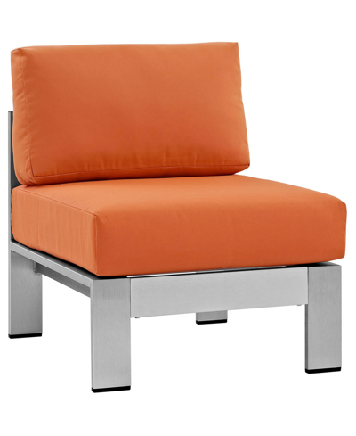 Modway Outdoor Shore Armless Sectional Outdoor Patio Aluminum Chair In Orange