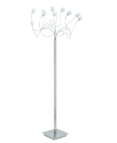 New Spec Inc Floor Lamp With Crystal 10 Light Bulb Halogen And Dimmer In Silver