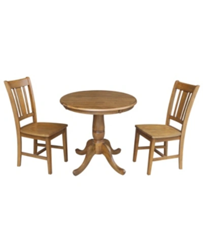 International Concepts 30" Round Pedestalestal Dining Table With 2 Chairs