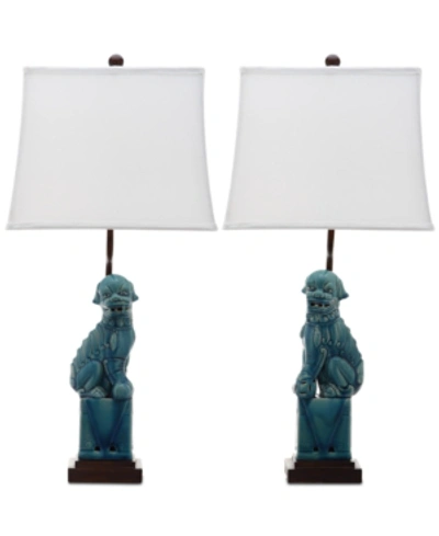 Safavieh Foo Dog Set Of 2 Table Lamps In Blue
