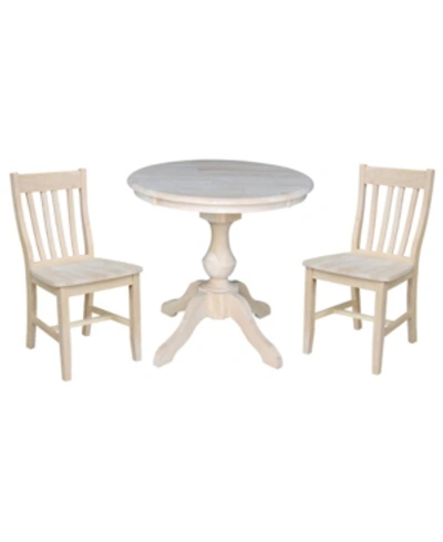 International Concepts 30" Round Top Pedestal Table- With 2 Cafe Chairs