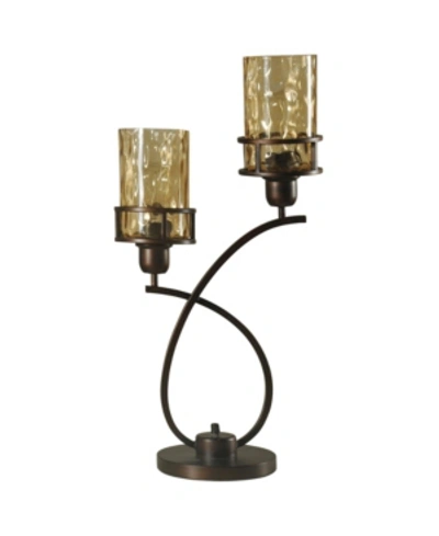 Stylecraft Glass Shade Table Lamp In Bronze