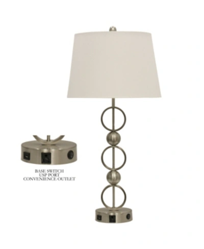 Stylecraft Hardback Fabric Shade Table Lamp In Silver-tone