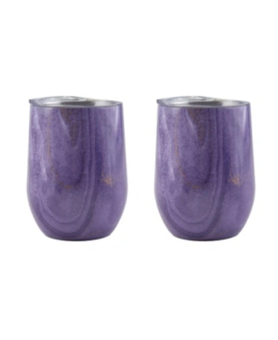 Thirstystone By Cambridge 12 oz Geode Decal Stainless Steel Wine Tumblers, Pack Of 2 In Purple