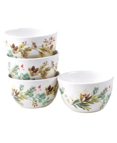Certified International Christmas Story 4 Piece Ice Cream Bowl In Open White