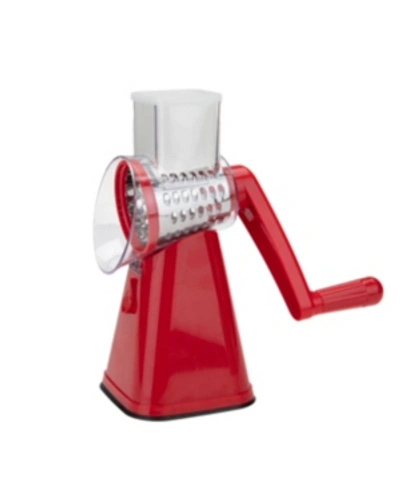 Mind Reader Rotary Drum Cheese Grater, Vegetable Shredder, Food Slicer And Chopper With Interchangeable Blades In Red