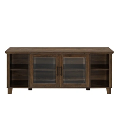 Walker Edison Columbus Tv Stand With Middle Doors - Grey Wash In Brown