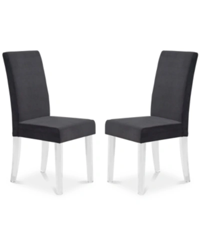 Armen Living Dalia Modern And Contemporary Dining Chair In Black Velvet With Acrylic Legs - Set Of 2
