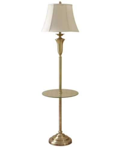 Stylecraft Antique Tray-table Floor Lamp In Brass