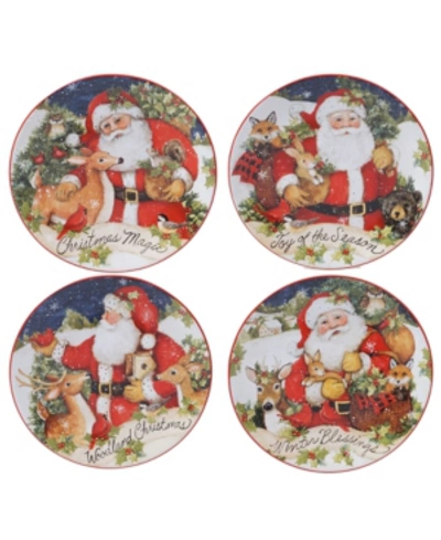 Certified International Magic Of Christmas Santa 4 Piece Dessert Plate In Open Miscellaneous