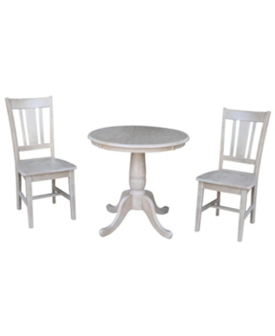 International Concepts 30" Round Top Pedestal Table- With 2 San Remo Chairs