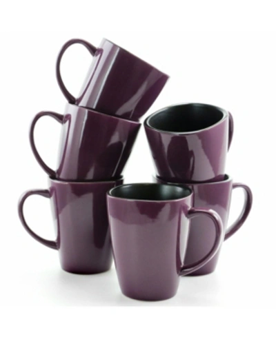 Elama Mulberry Stoneware Mugs, Set Of 6 In Purple
