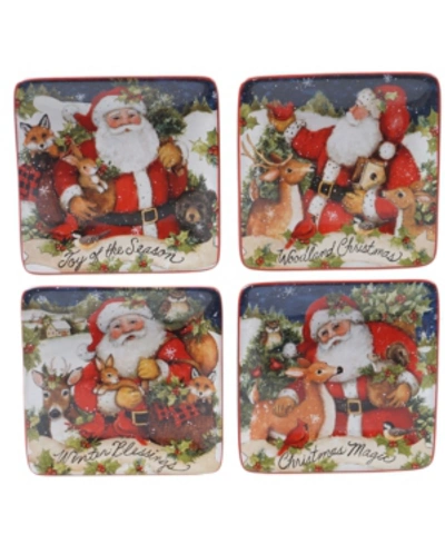 Certified International Magic Of Christmas Santa 4 Piece Canape Plate In Open Miscellaneous