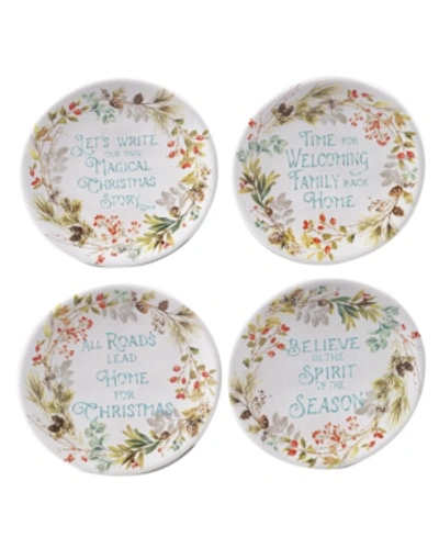 Certified International Christmas Story 4 Piece Canape Plate In Open White