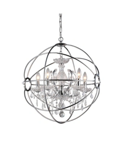 Home Accessories Saturn 17" 4-light Indoor Chandelier With Light Kit In Silver