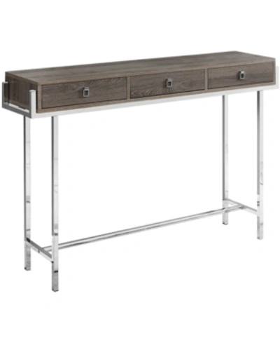 Monarch Specialties Chrome Metal 48"l Accent Table In Dark Taupe