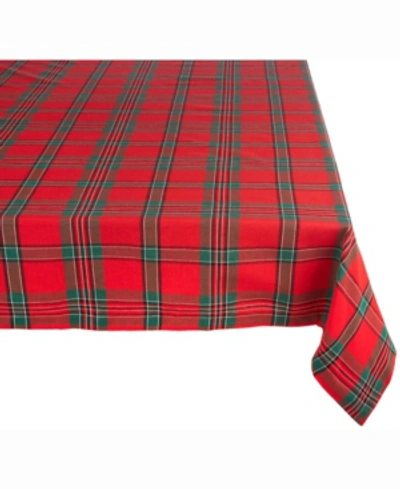 Design Imports Holiday Plaid Tablecloth 60" X 120" In Red