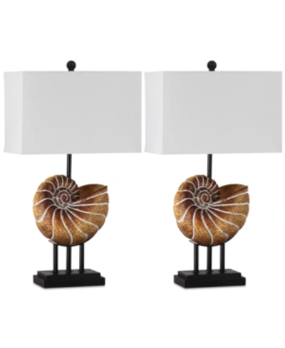 Safavieh Set Of 2 Nautilus Table Lamps In Brown