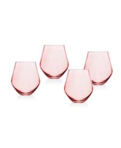 Godinger Meridian Stemless Wine Glassware Set Of 4 In Blush