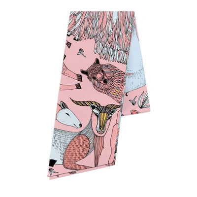 Pig, Chicken & Cow A Wild Sheep Chase Pink Maxi Twilly Scarf