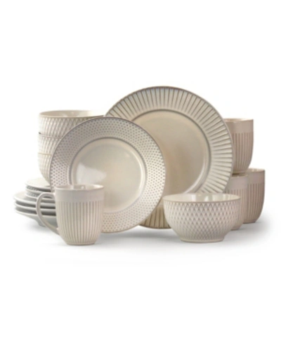 Elama Market Finds 16 Piece Round Stoneware Dinnerware Set In Natural