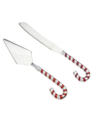 Godinger Candy Cane 2 Piece Cake Knife And Server Set In Red